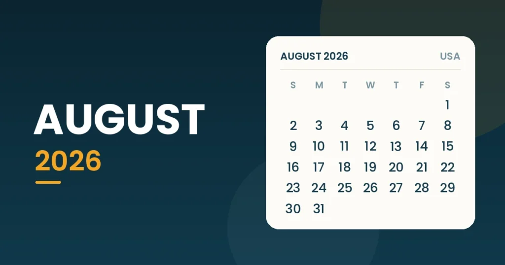 august 2026 calendar